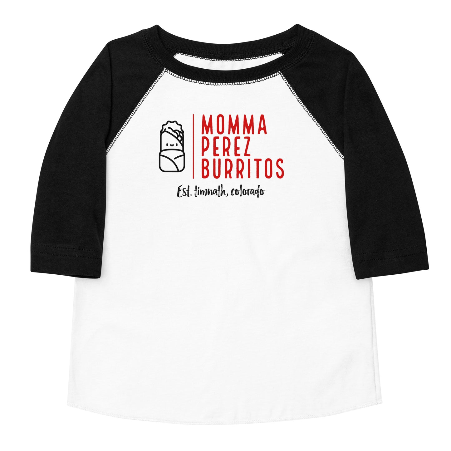 Momma Perez Burrito's Toddler baseball shirt