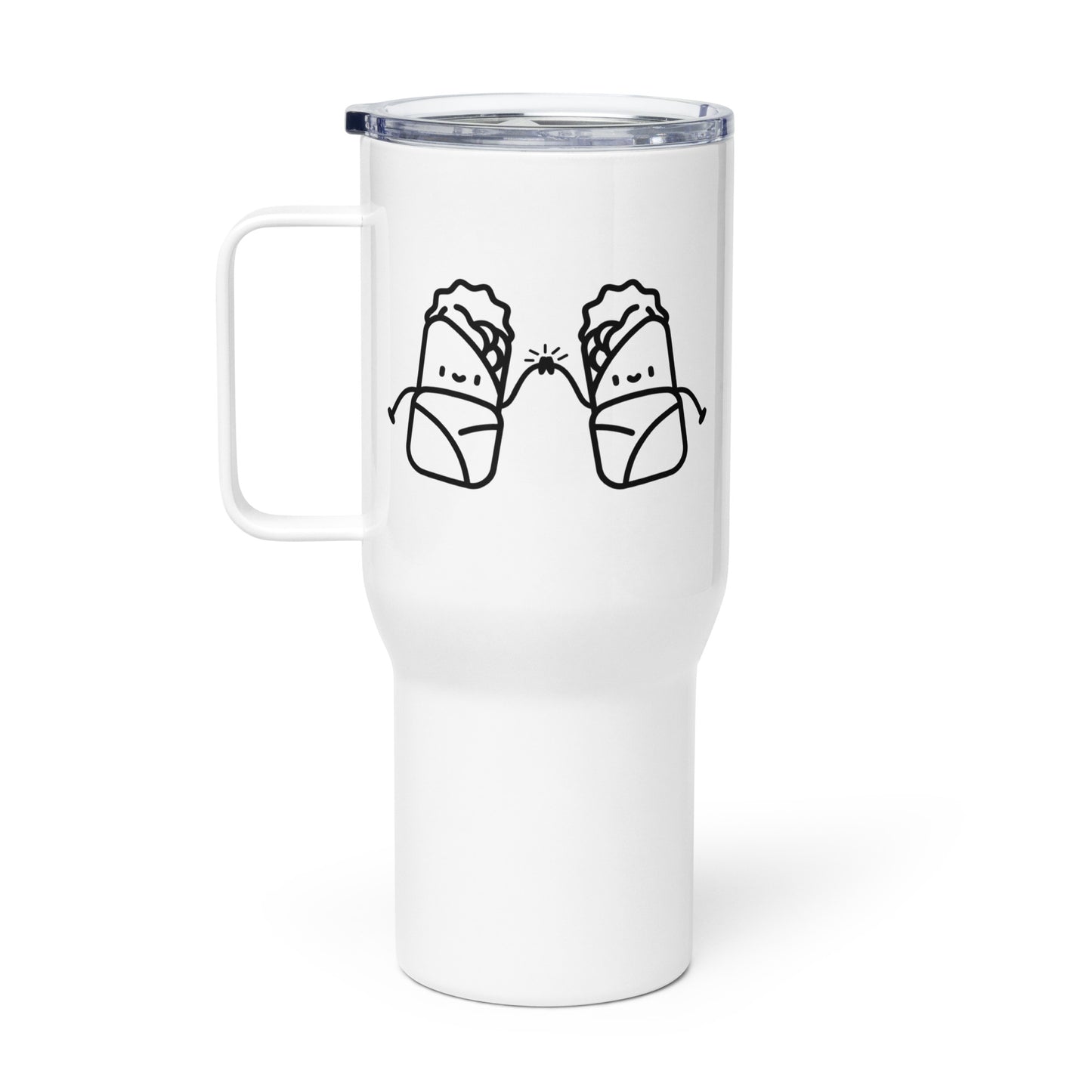 High Fiving Burrito's Travel mug with a handle